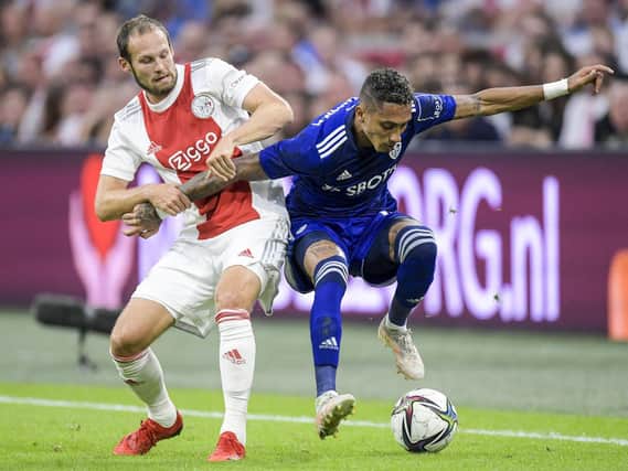 Leeds United winger Raphinha in action at the Johan Cruyff Arena against Ajax. Pic: Getty