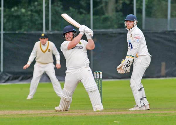 Steven Bullen hit a rapid 28 in New Farnley's victory over Pudsey St Lawrence in the Priestley Cup semi-final on Sunday. Picture: Steve Riding.