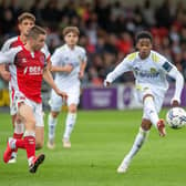 Leeds United attacker Crysencio Summerville in action against Fleetwood Town. Pic: Bruce Rollinson