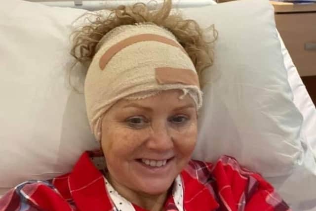 Jacqui Thorpe pictured after surgery