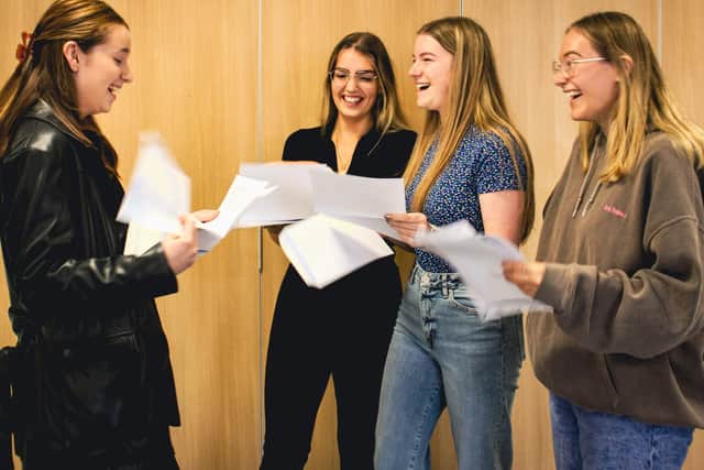 Nancy Edmondson, Rachel Duke, Kita Wren, Freya Siddle are pleased with their results at Woodkirk Academy.