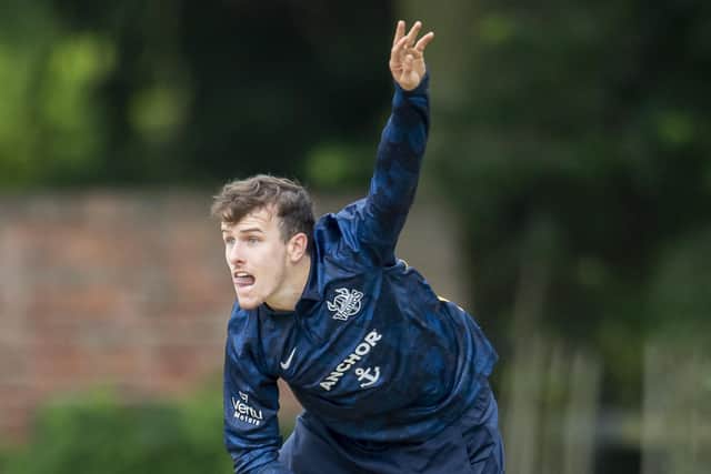 Making his mark:  Josh Sullivan bowls for Yorkshire against Notts in the royal London Cup. Pictures: SWPix.