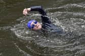 Ruth Price, of Burley, takes part in the first open swimming session held at Leeds Dock. Picture: Steve Riding