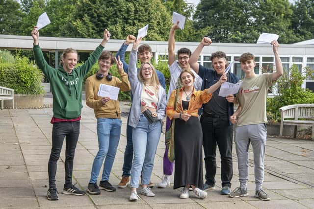 Students celebrate after picking up A Level results at Boston Spa Academy earlier this week.