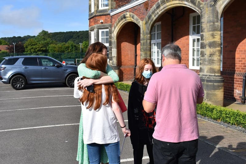 Students collect their results at Scarborough College.