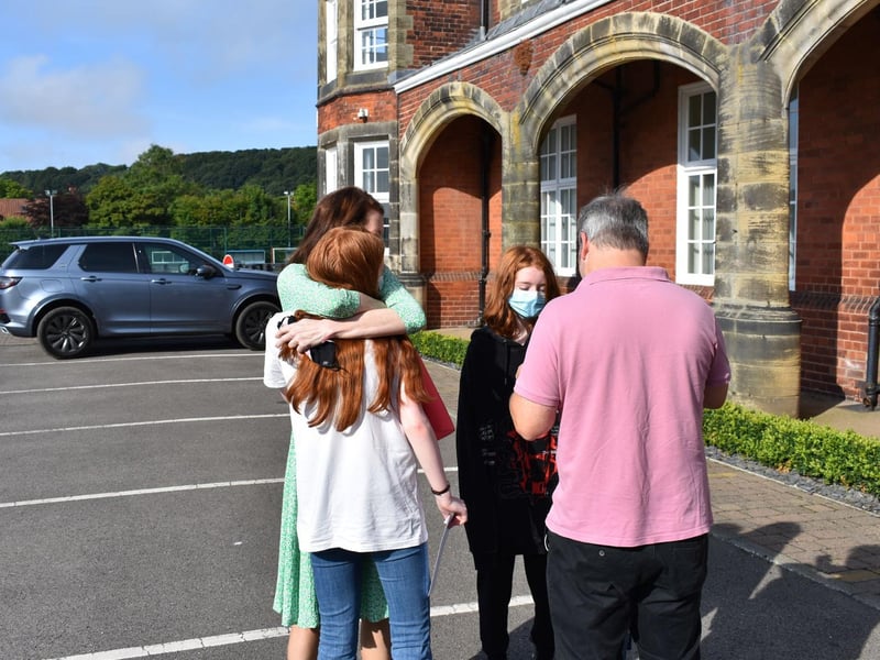 Students collect their results at Scarborough College.