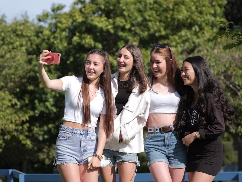 Tia Willgrass, Holly Hooper, Imogen Swalwell and Jhaztine Barbosa capture the moment at St Augustine's School.