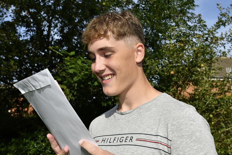 Sam Hampton gets his results at Scalby School.