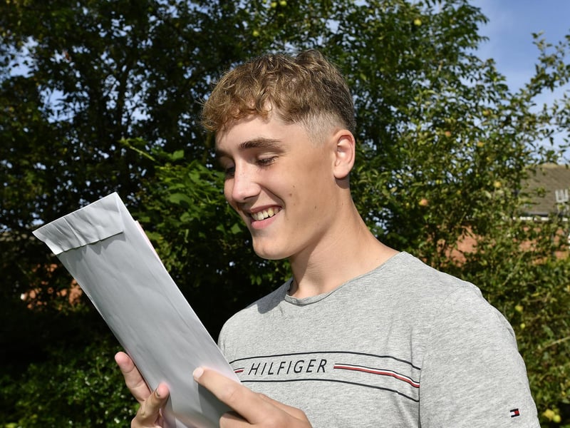 Sam Hampton gets his results at Scalby School.