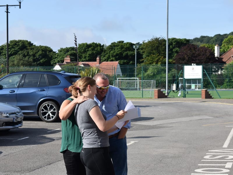 Students collect their results at Scarborough College.