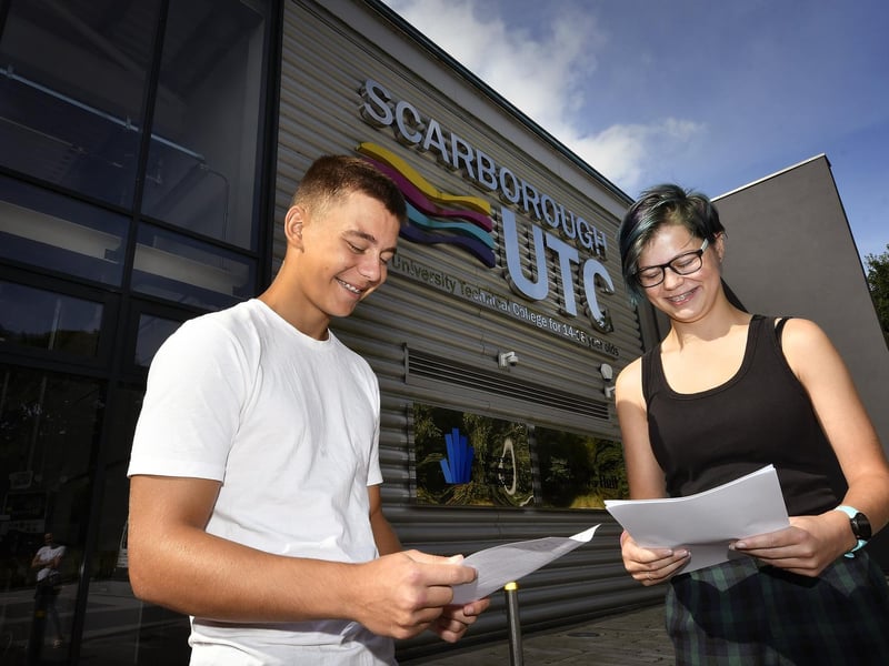 Serhii Popov and Robin Evenden with their results at Scarborough UTC.