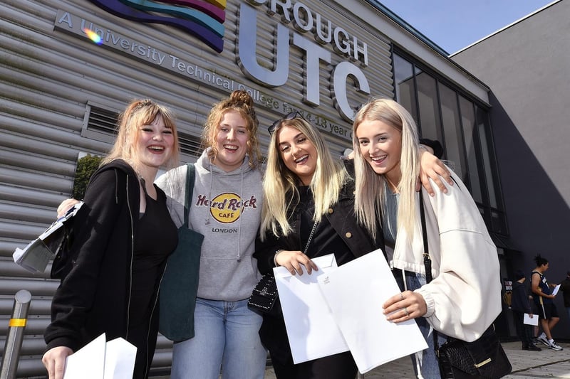 Holly Massey, Lucy Pashby, Shakeira Steventon, Sienna Wright delighted as they collect their results.