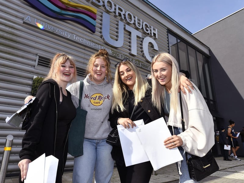 Holly Massey, Lucy Pashby, Shakeira Steventon, Sienna Wright delighted as they collect their results.