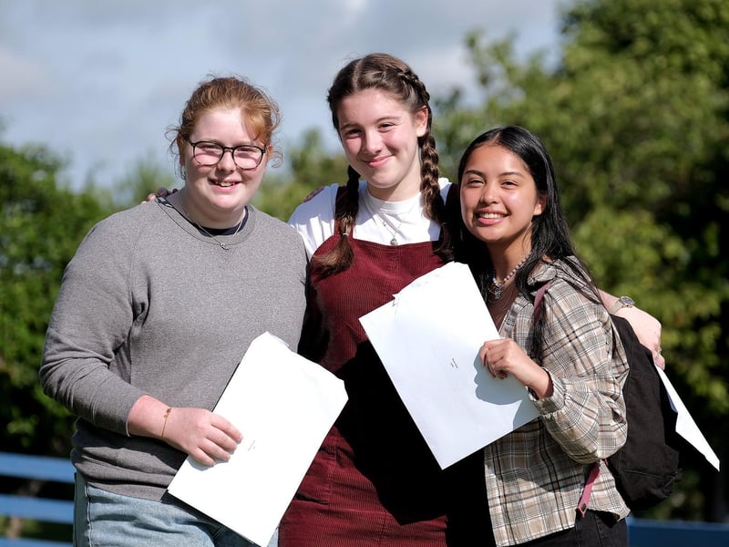 Neve Richards, Chloe Webster and Reane Canto all smiles at St Augustine's School.