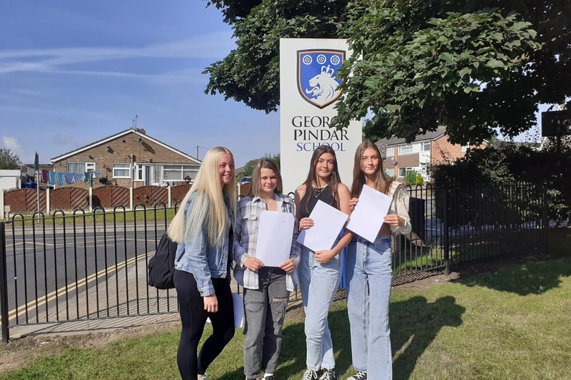Students collect their results at George Pindar School.