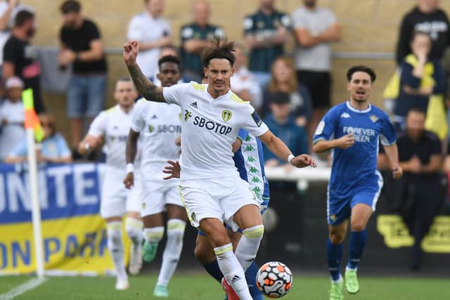HOLDING THE FORT: Leeds United's German international Robin Koch playing in the central defensive midfield role during last month's pre-season friendly against Real Betis at Loughborough University. Photo by Tony Marshall/Getty Images.