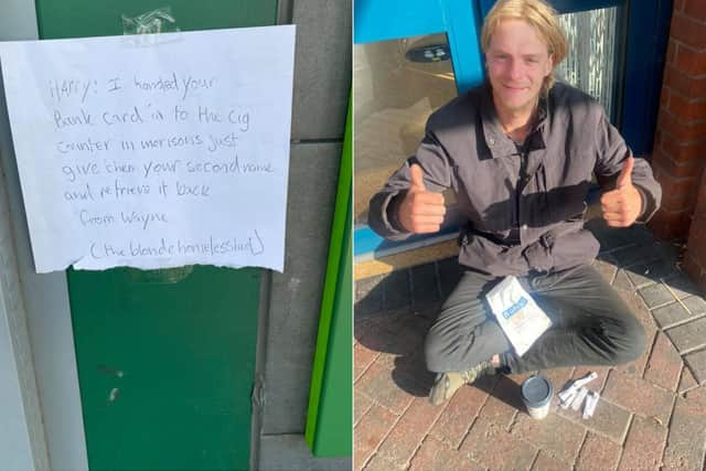 The man, identified as Wayne Chaney on social media, stuck the note outside Lloyds Bank.