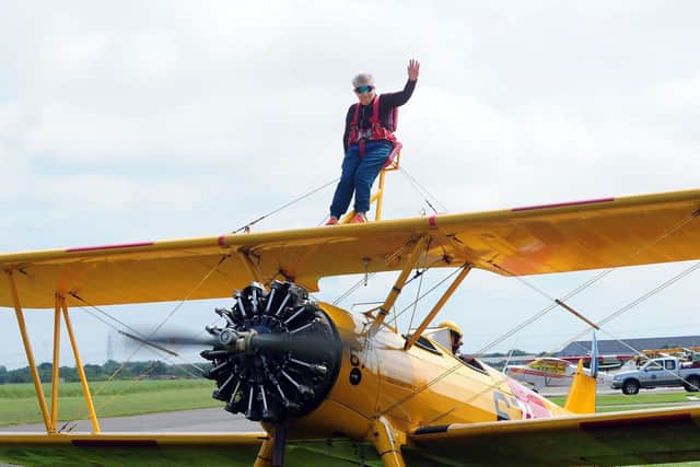 Jean Piper preparing for take-off during her daring 2018 charity challenge. Picture: Simon Hulme