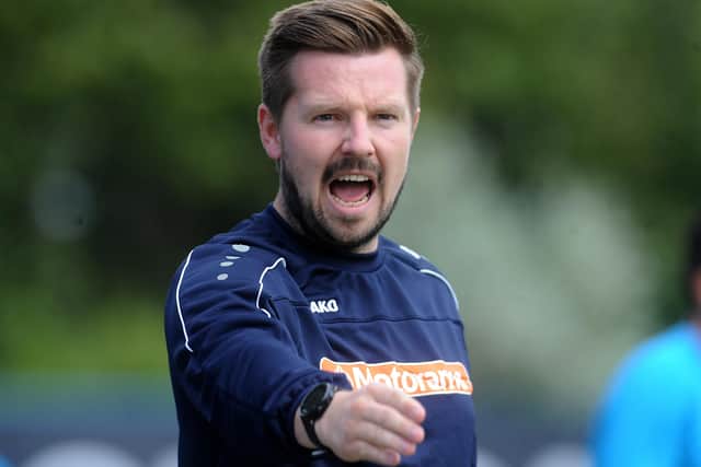Farsley Celtic manager Adam Lakeland. Picture: Steve Riding.