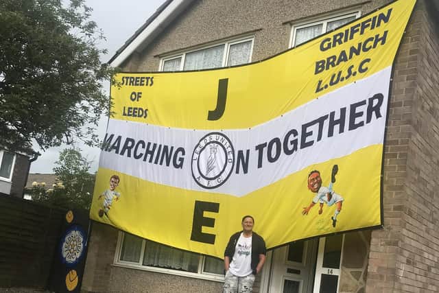 Andy Lubgan and son Joe, 29, had their flag put up in Elland Road during the 2020/21 season.