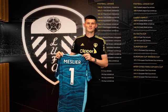 PROUD: Leeds United goalkeeper Illan Meslier after signing a new five-year deal with the Whites. Picture by LUFC.