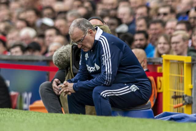 Leeds United head coach 
Marcelo Bielsa shows his frustration on the sidelines. Picture: Tony Johnson.