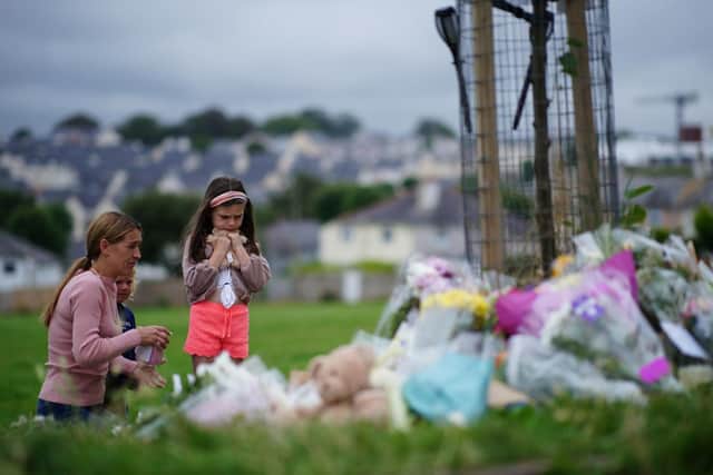 Floral tributes in Plymouth over the weekend. Pic:PA