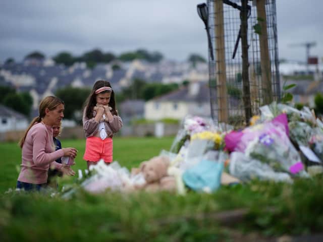 Floral tributes in Plymouth over the weekend. Pic:PA