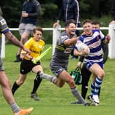 Former Leeds Rhinos academy player Liam Whitton makes a break for Siddal against Oulton. Picture by Bruce Fitzgerald.