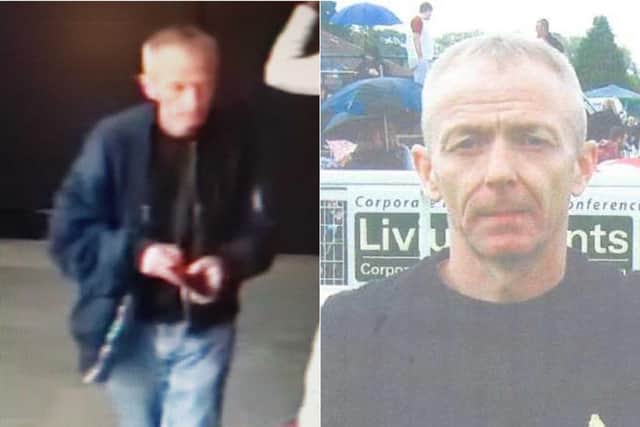 Police are searching for Mark Barrott, husband of Eileen Barrott, who was found dead in Whinmoor yesterday. Left: CCTV image of him leaving Leeds Station. Right: Pictured in 2015.