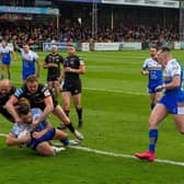 Tom Briscoe, pictured scoring at Castleford, is Rhinos' only ever-present in 2021. Picture by Bruce Rollinson.