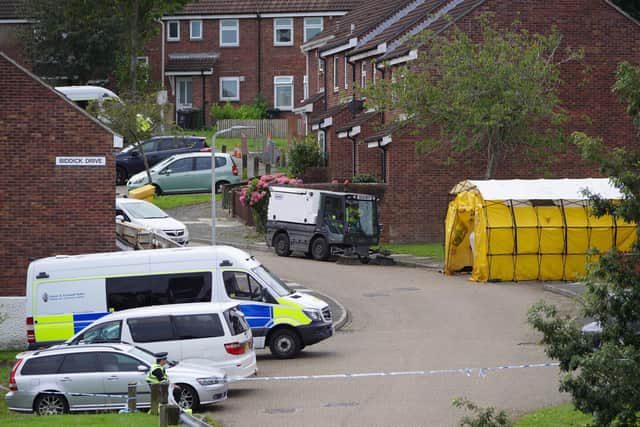 Biddick Drive in the Keyham area of Plymouth, Devon, where five people were killed by gunman Jake Davison in a firearms incident on Thursday evening (Photo: Ben Birchall/PA Wire)