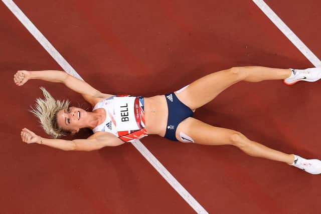Mission accomplished: Alexandra Bell reacts after competing in the Women's 800m final of the Tokyo 2020 Olympic Games at Olympic Stadium on August 03, 2021 in Tokyo, Japan. (Picture: Richard Heathcote/Getty Images)