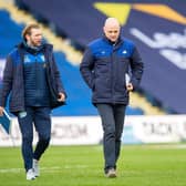 Rhinos coach Richard Agar, centre, with his assistants Sean Long, left and Jamie Jones-Buchanan. Picture by Bruce Rollinson.