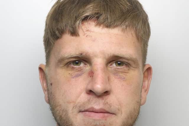 Aaron Burton was jailed for 27 months at Leeds Crown Court for series of offences including arson, criminal damage and assaulting his partner.