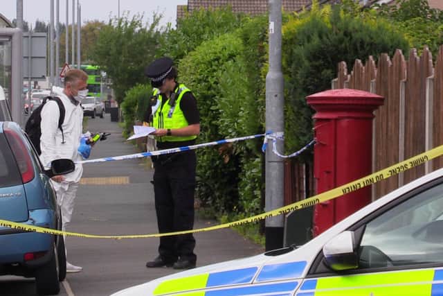 Mark Barrott has been arrested on suspicion of the murder of Eileen Barrott. Pictured: The scene in Naburn Fold, Whinmoor.