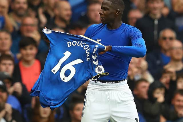 CONFIDENCE: From Everton's Abdoulaye Doucoure, above, pictured after celebrating his strike in last weekend's 3-1 victory at home to Southampton. Photo by Chris Brunskill/Getty Images.