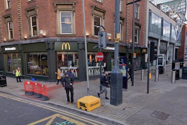 A man was stabbed at the junction of Briggate and Boar Lane.