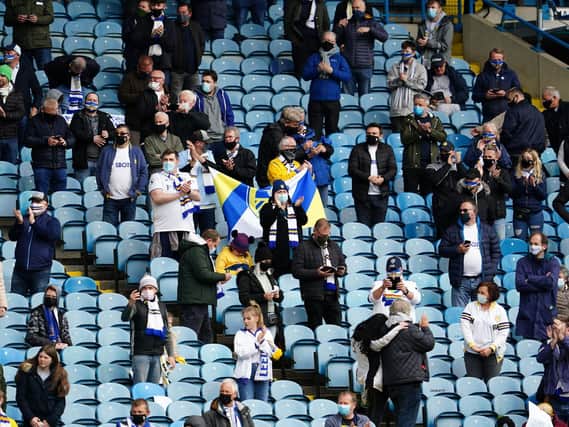 Leeds United supporters inside Elland Road in May. Pic: JON SUPER/POOL/AFP via Getty Images