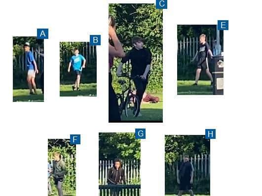 Police want to identify these youths after a man was attacked in Holbeck park. CCTV images.