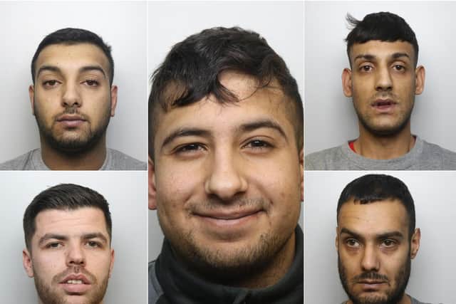 Asif Khan (centre) has been ordered to pay more than £31,000 under the Proceeds of Crime Act. Other members of the cannabis supply conspiracy also had sums seized including Kashif Khan (top left), Michael O'Reilly (bottom left), Shamrayz Khan (bottom right) and Sohail Khan (top right).