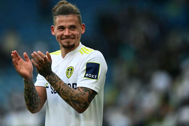 SALUTE: For Leeds United's fans from Kalvin Phillips. Picture by Jonathan Gawthorpe.