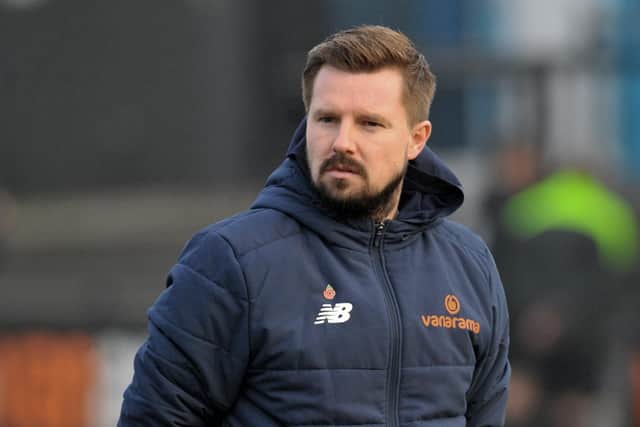 Farsley Celtic manager Adam Lakeland. Picture: Steve Riding.