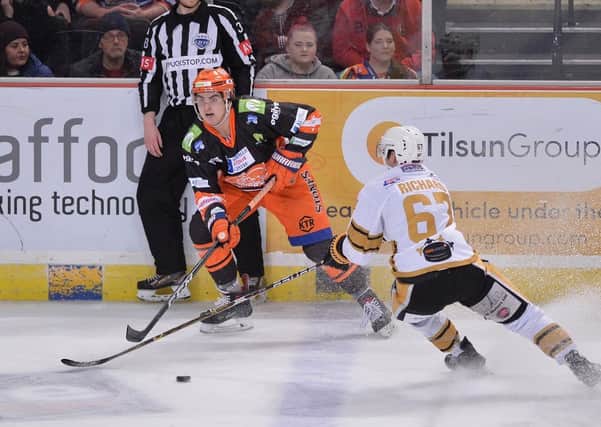 Brandon Whistle, pictured in action for Elite League outfit Sheffield Steelers during the 2018-19 season. Picture courtesy of Dean Woolley.