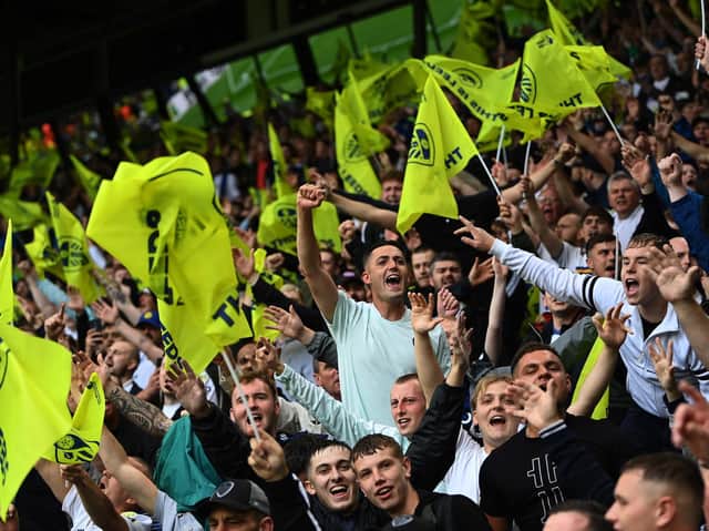 WELCOME HOME - Leeds United supporters turned a fixture into an occasion and a spectacle, packing out Elland Road for the first time since March 2020. Pic: Jonathan Gawthorpe