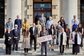Lord Mayor of Leeds, Coun Asghar Khan with fellow councillors and city leaders at the launch of the Leeds, Root Out Racism pledge.