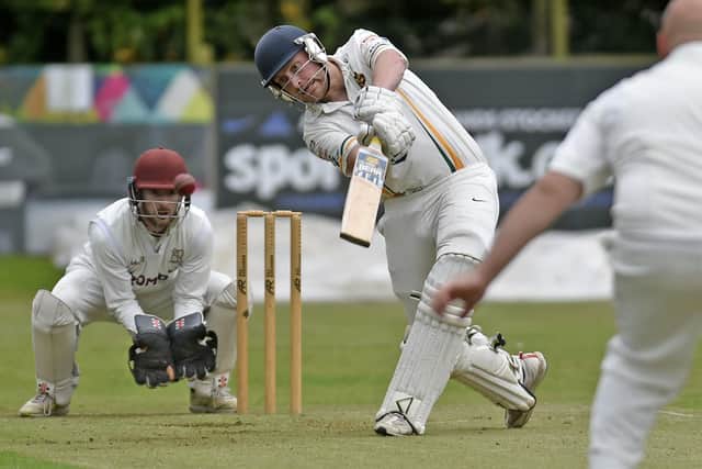 Pudsey St Lawrence opener Charlie Best who carried his bat for 24 not out but his understrength side were bowled out for 64 and suffered a 10-wicket defeat to Woodlands. Picture: Steve Riding.
