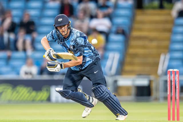 Yorkshire's Tom Kohler-Cadmore hits out against Birmingham. Picture by Allan McKenzie/SWpix.com