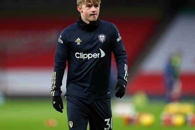 Joe Gelhardt joins up with the first team squad for a Premier League game against Arsenal.