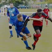 Gibril Bojang, right, was among the scorers in Horbury Town's 4-0 West Yorkshire League Premier Division win over Boroughbridge First. Picture: Steve Riding.